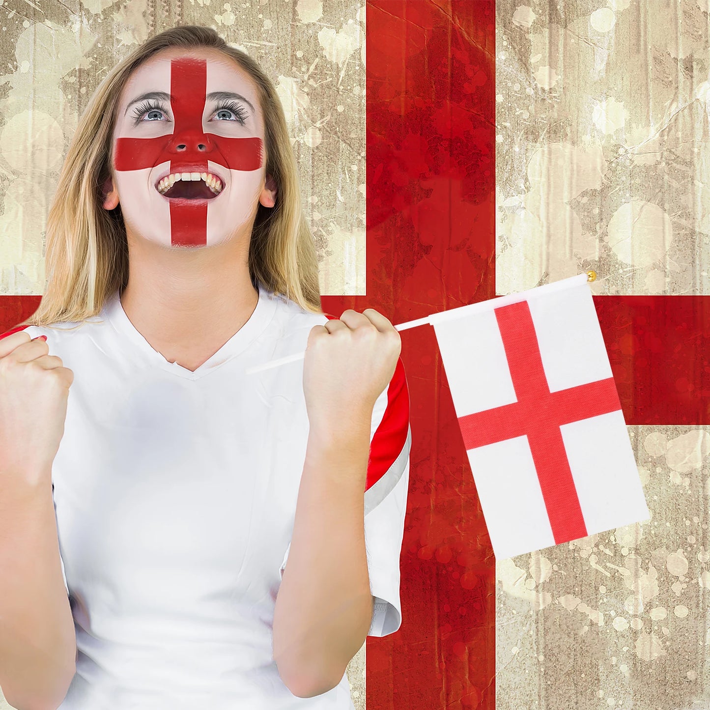 12pcs Hand Waving England Mini British Stick Flags Small Soccer Party Decorations Patriotic Uk Flags For Sports Events