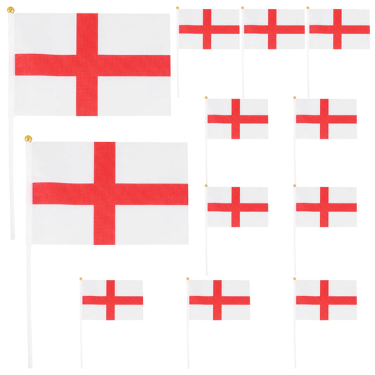 12pcs Hand Waving England Mini British Stick Flags Small Soccer Party Decorations Patriotic Uk Flags For Sports Events