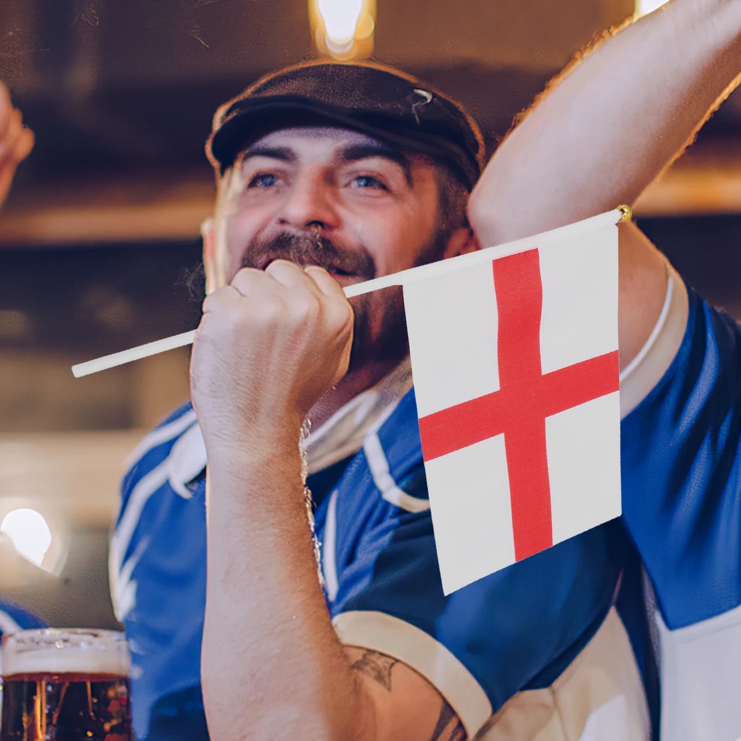 12pcs Hand Waving England Mini British Stick Flags Small Soccer Party Decorations Patriotic Uk Flags For Sports Events
